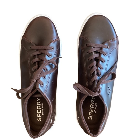 Sperry Top Sider Mens Leather Lace Up Casual Shoes Brown Size 10 - Picture 2 of 15